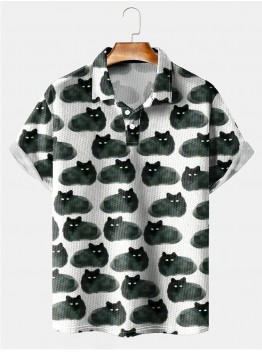 Men's Lapel Animal Print Short Sleeve Polo Shirt