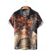 Men's Rose Print Lapel Polo Shirt 61856874X