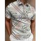 Hibiscus and Tartan Print Short Sleeve Polo Shirt