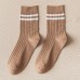 5 Pairs Men Cotton Two Stripes Solid Color Fashion Breathable Warmth Socks