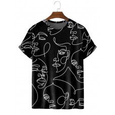 Men's Fashion New Personality Character Print Versatile T-Shirt